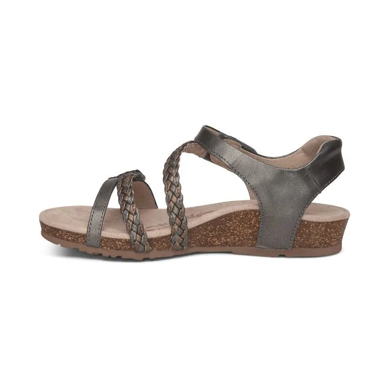 Jillian Braided Quarter Strap Sandal Gunmetal