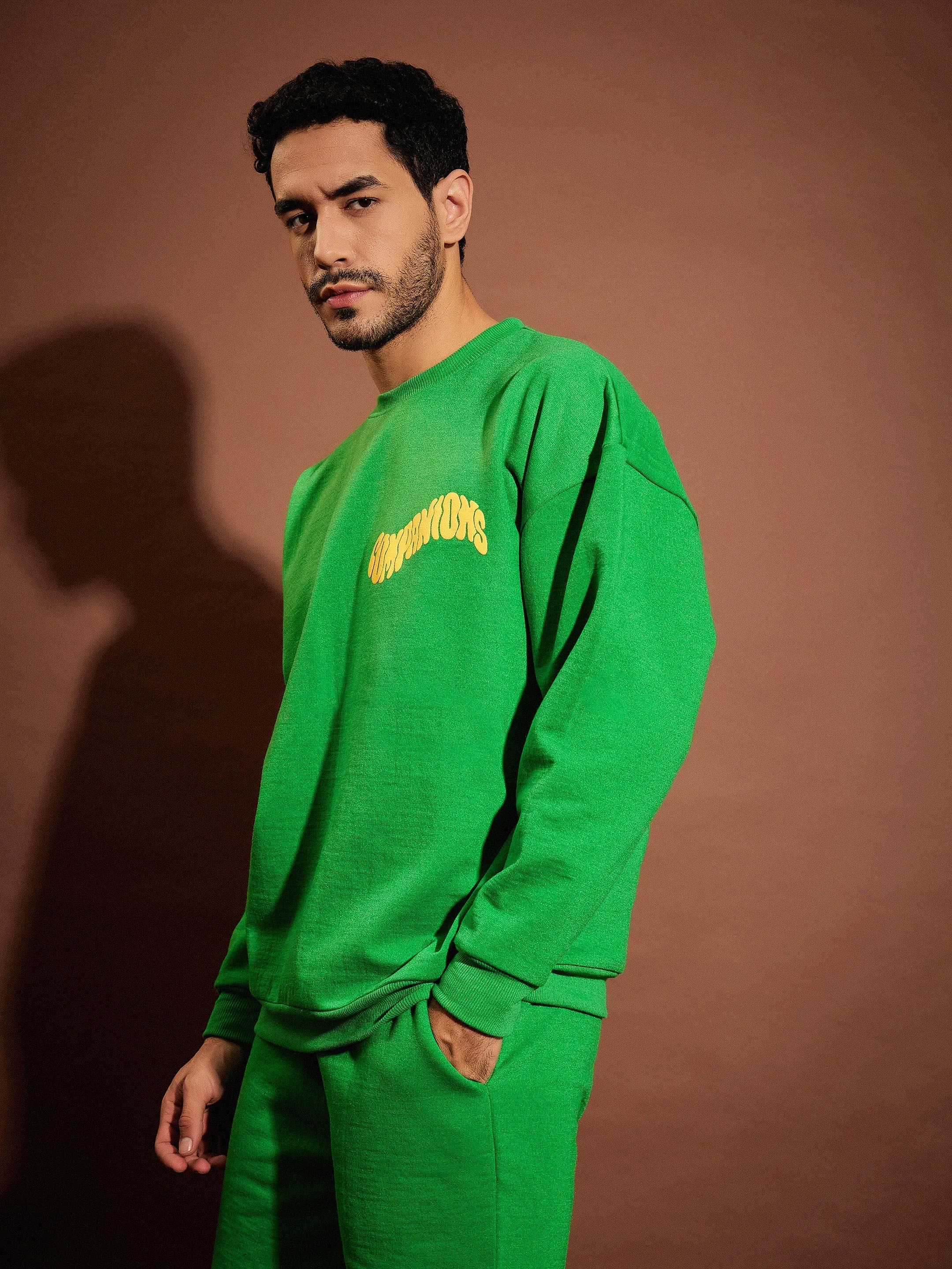 Men Green COMPANIONS Oversized Sweatshirt