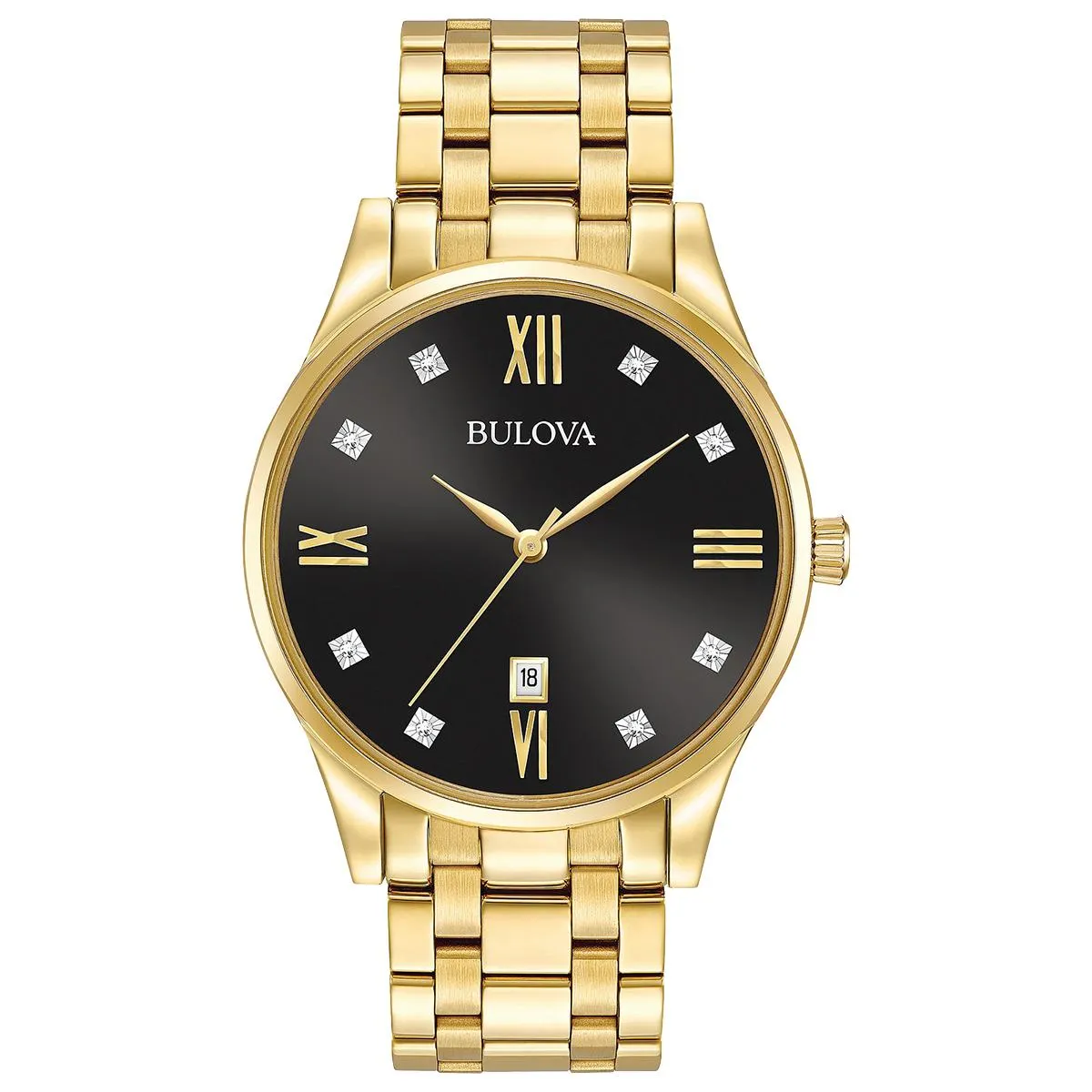 MEN'S GOLD-TONE STEEL CLASSIC BULOVA WATCH WITH DIAMONDS