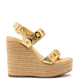 Milan Espadrille In Gold Metallic Leather