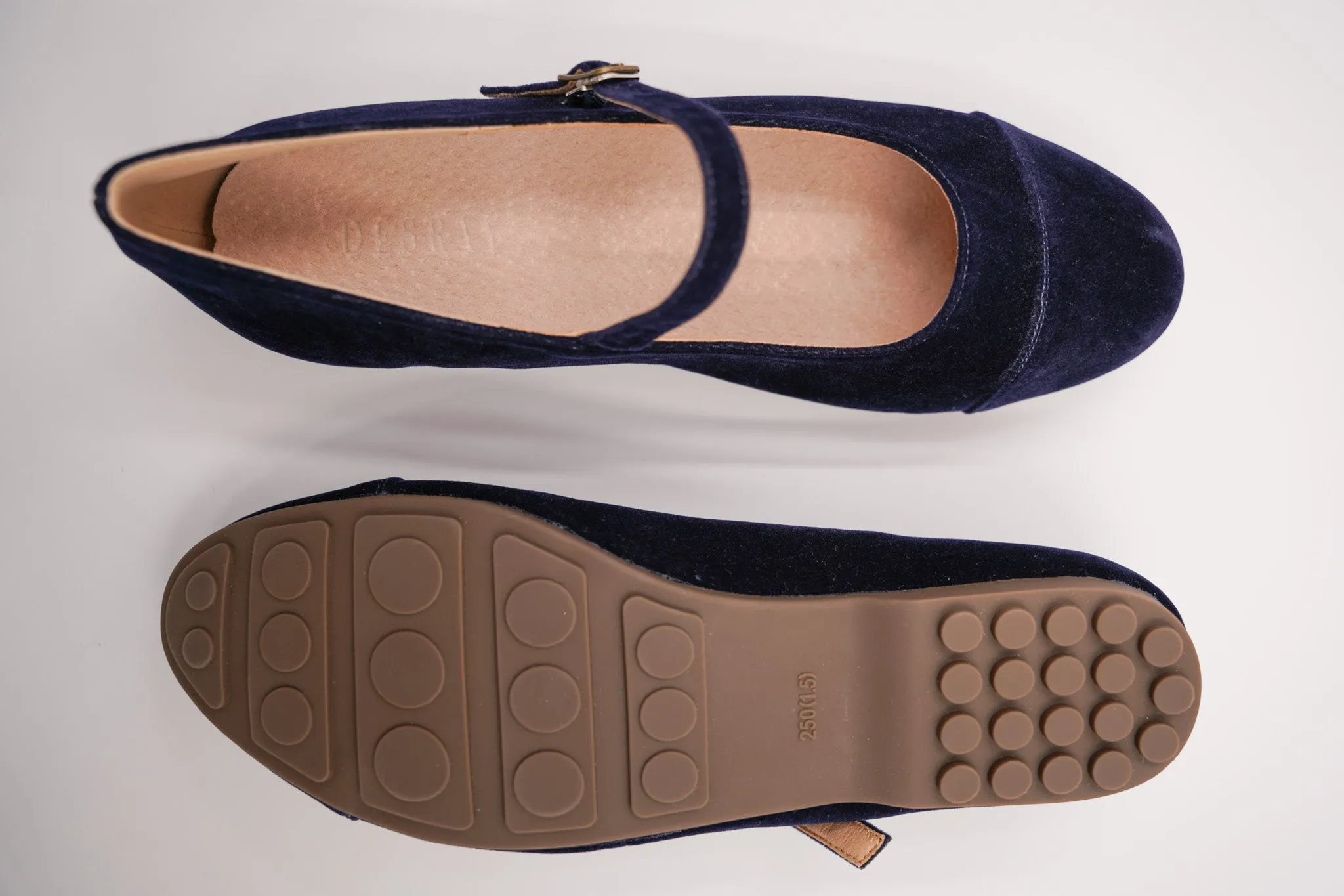 Navy Velvet Mary Janes