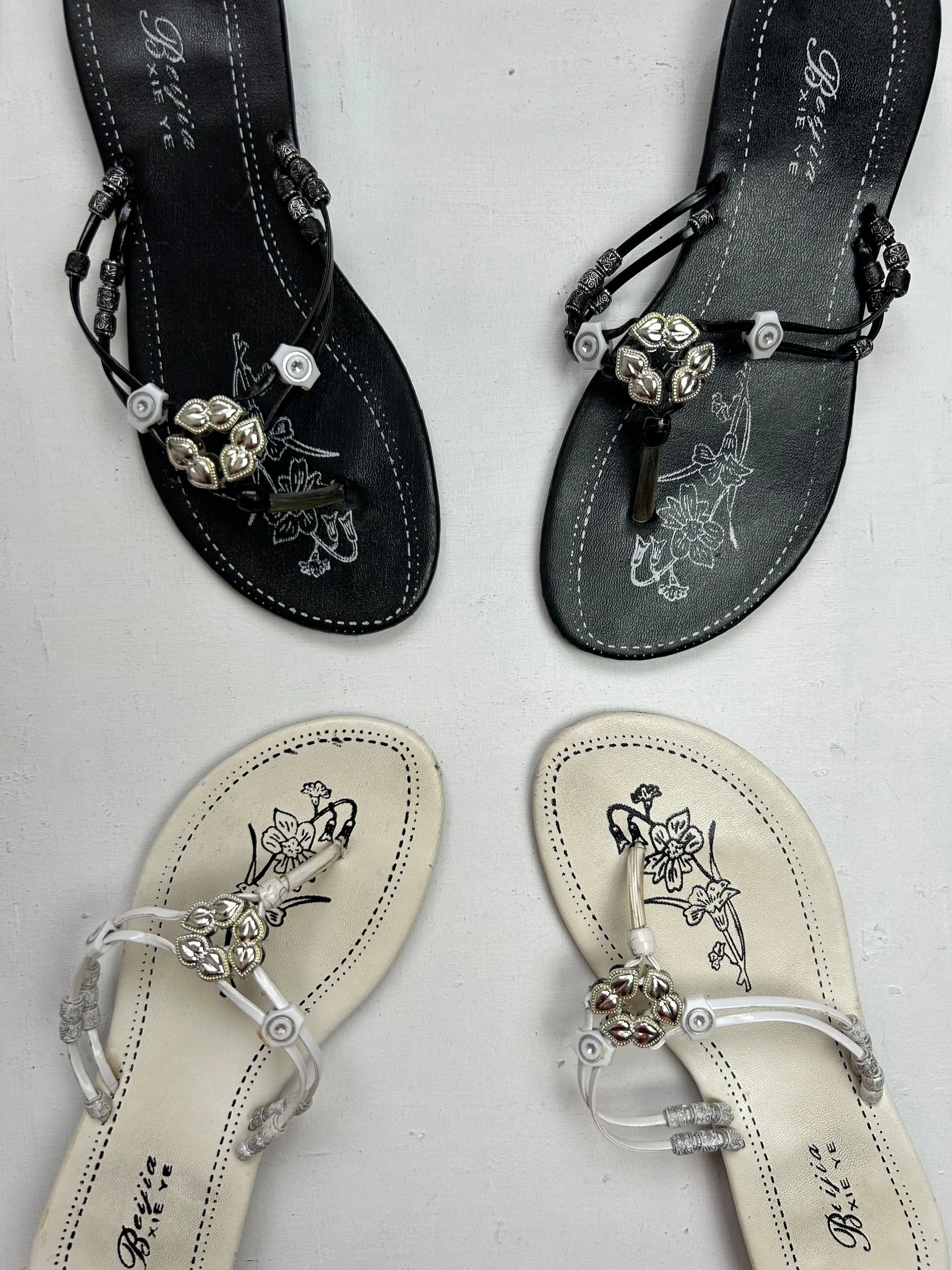 Pearls flip flop sandales y2k vintage (37)