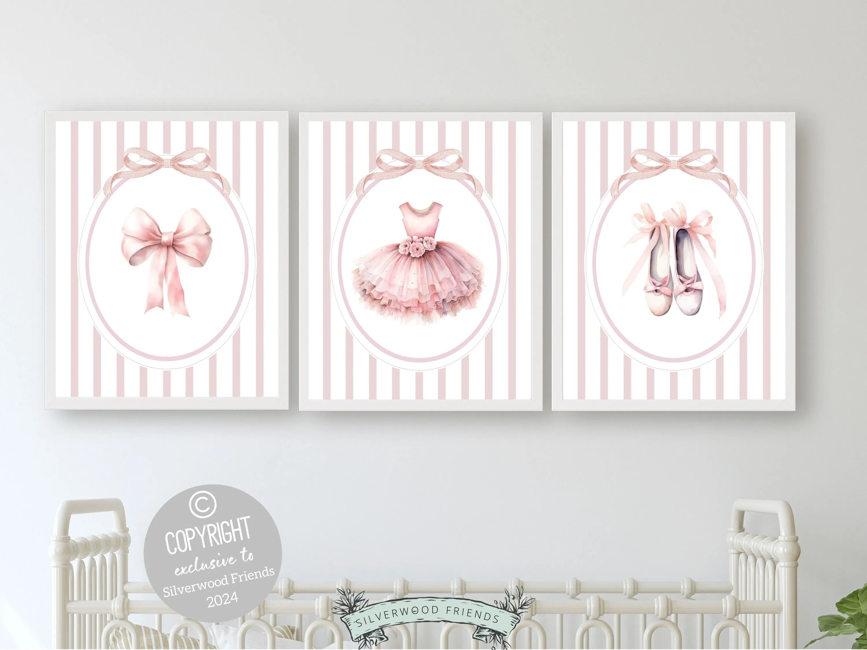 Pink and White Ballet Prints - 001