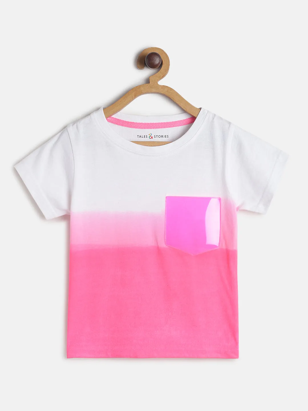 Pink Girls Cotton Printed T-shirt