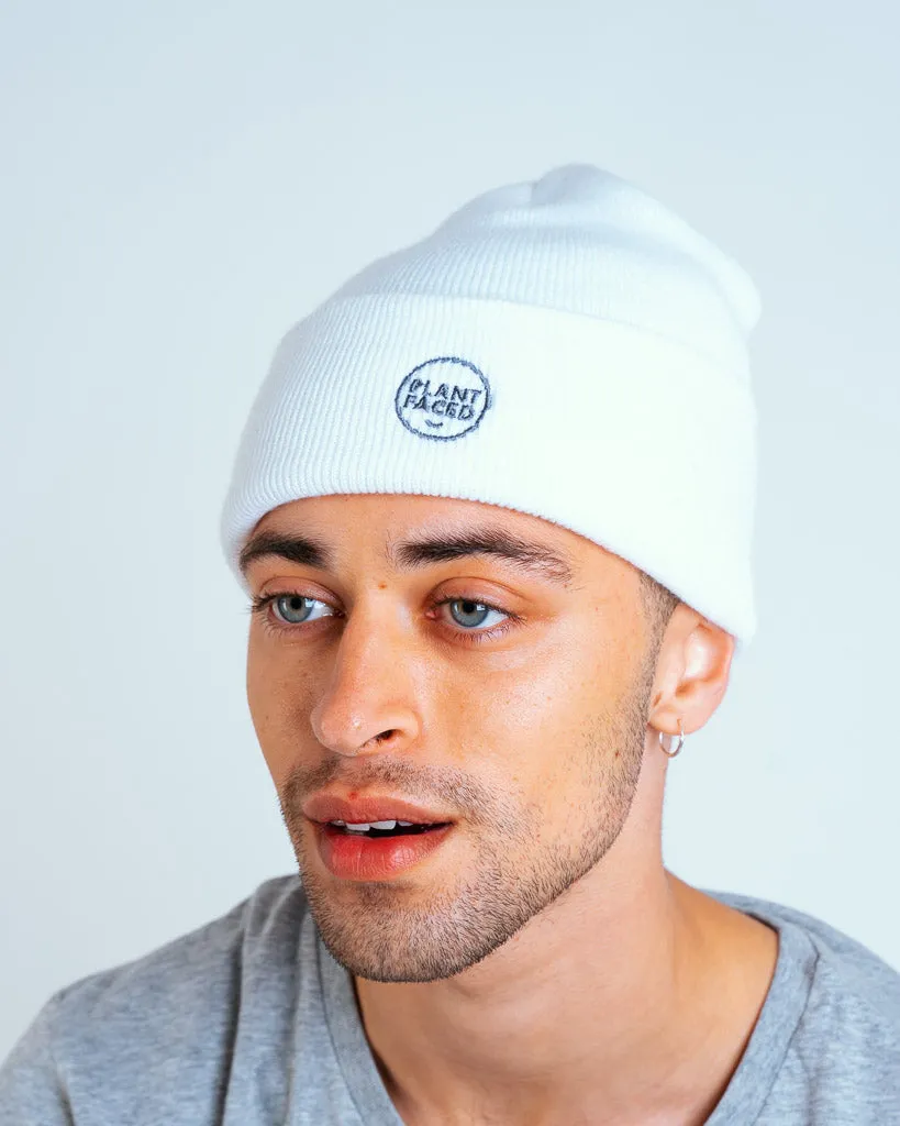 Plant Faced Beanie - Frost White