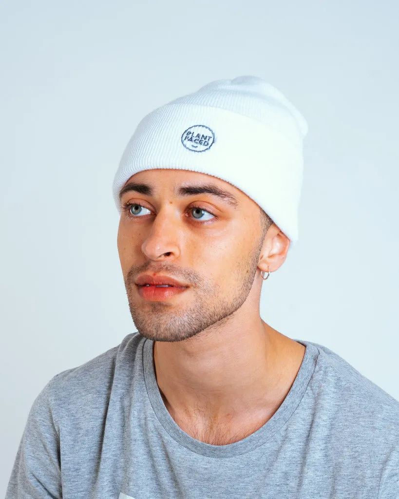 Plant Faced Beanie - Frost White