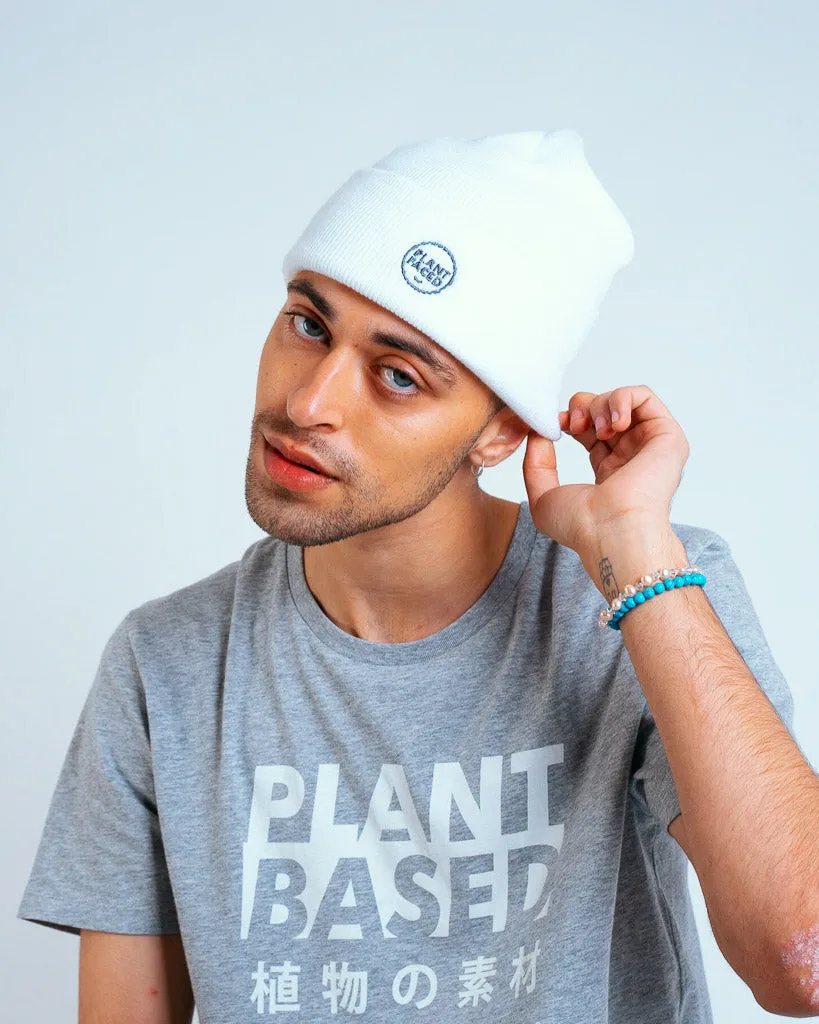 Plant Faced Beanie - Frost White