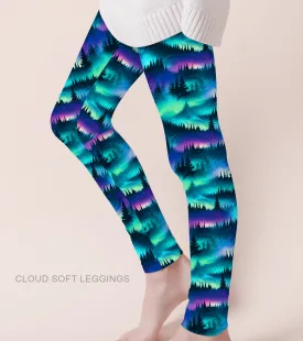 [Pre Order] Fabulous Fall Northern Lights - Adult & Kids Casual Cloud Soft Yoga Band Leggings (EST SHIP LATE OCT)