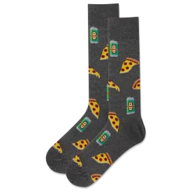 "Beer and Pizza" Cotton Crew Socks by Hot Sox - Large