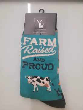 "Farm-Raised and Proud" Cotton Dress Crew Socks by Yo Sox - Large