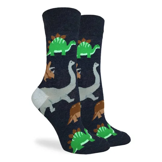 "Jurassic Dinosaur" Cotton Dress Crew Socks by Good Luck Sock