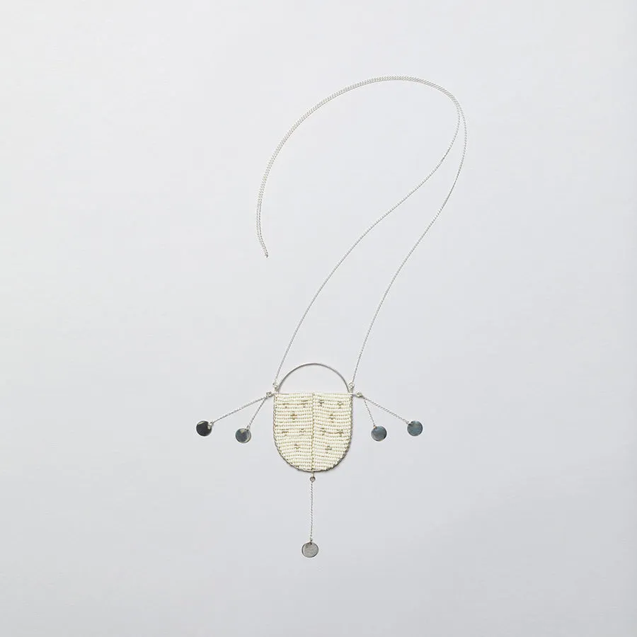 Selina Long Necklace - OFF WHITE/SILVER