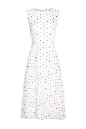 Sleeveless Midi Dress in Embroidered Dot Chiffon - Lettie