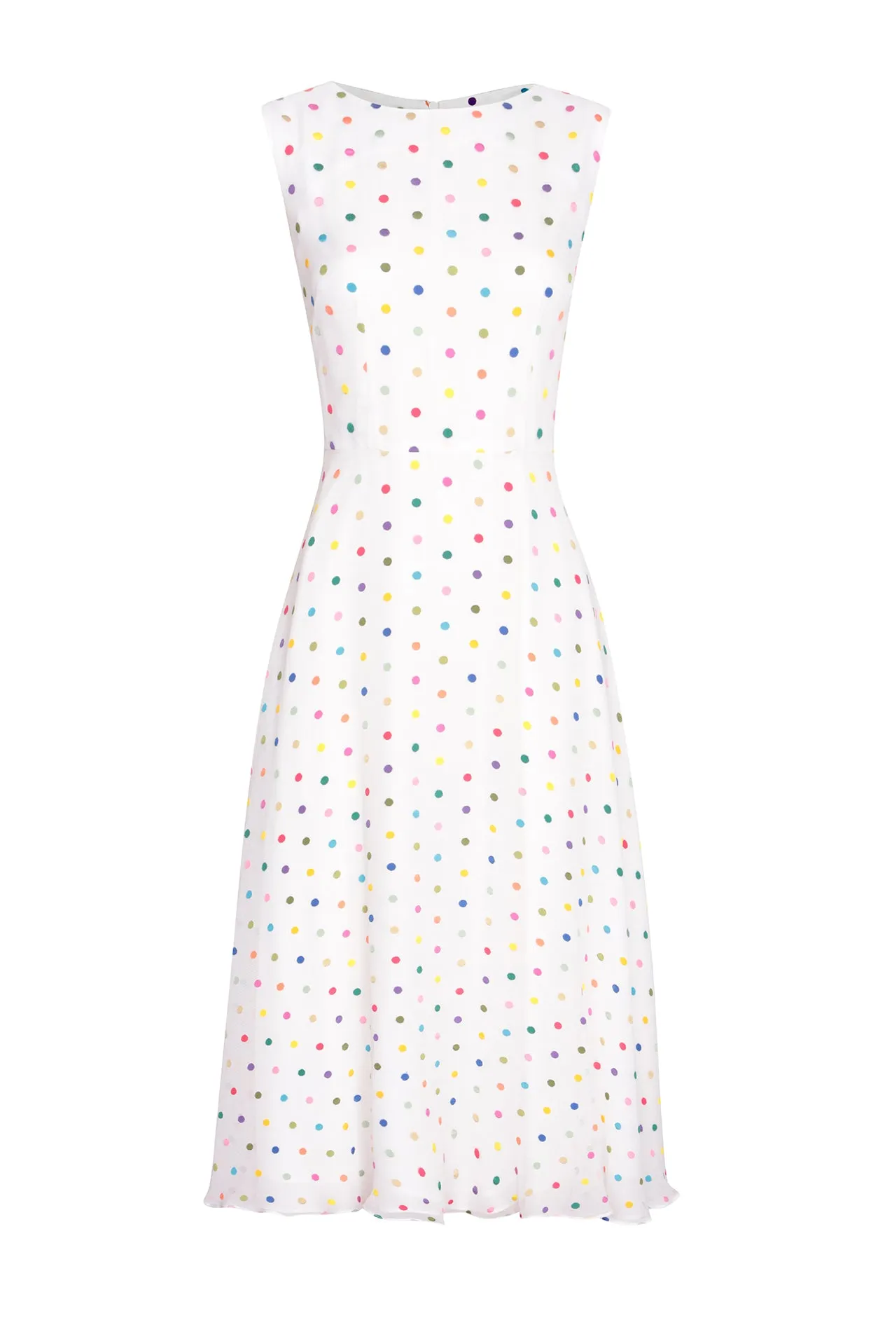 Sleeveless Midi Dress in Embroidered Dot Chiffon - Lettie