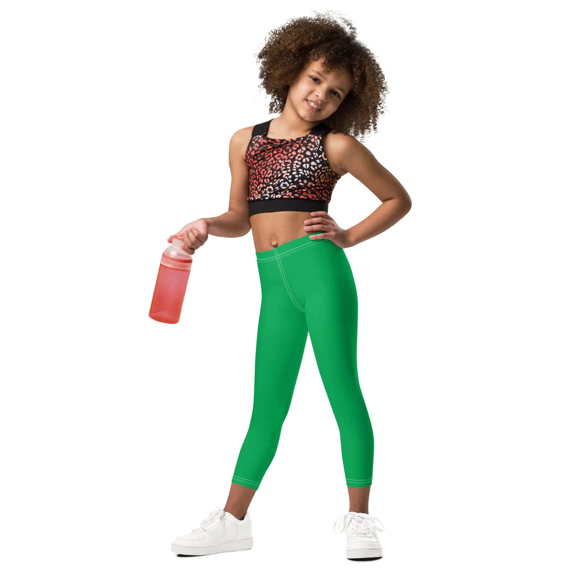 Stay Active, Stay Colorful: Solid Leggings for Girls - Jade