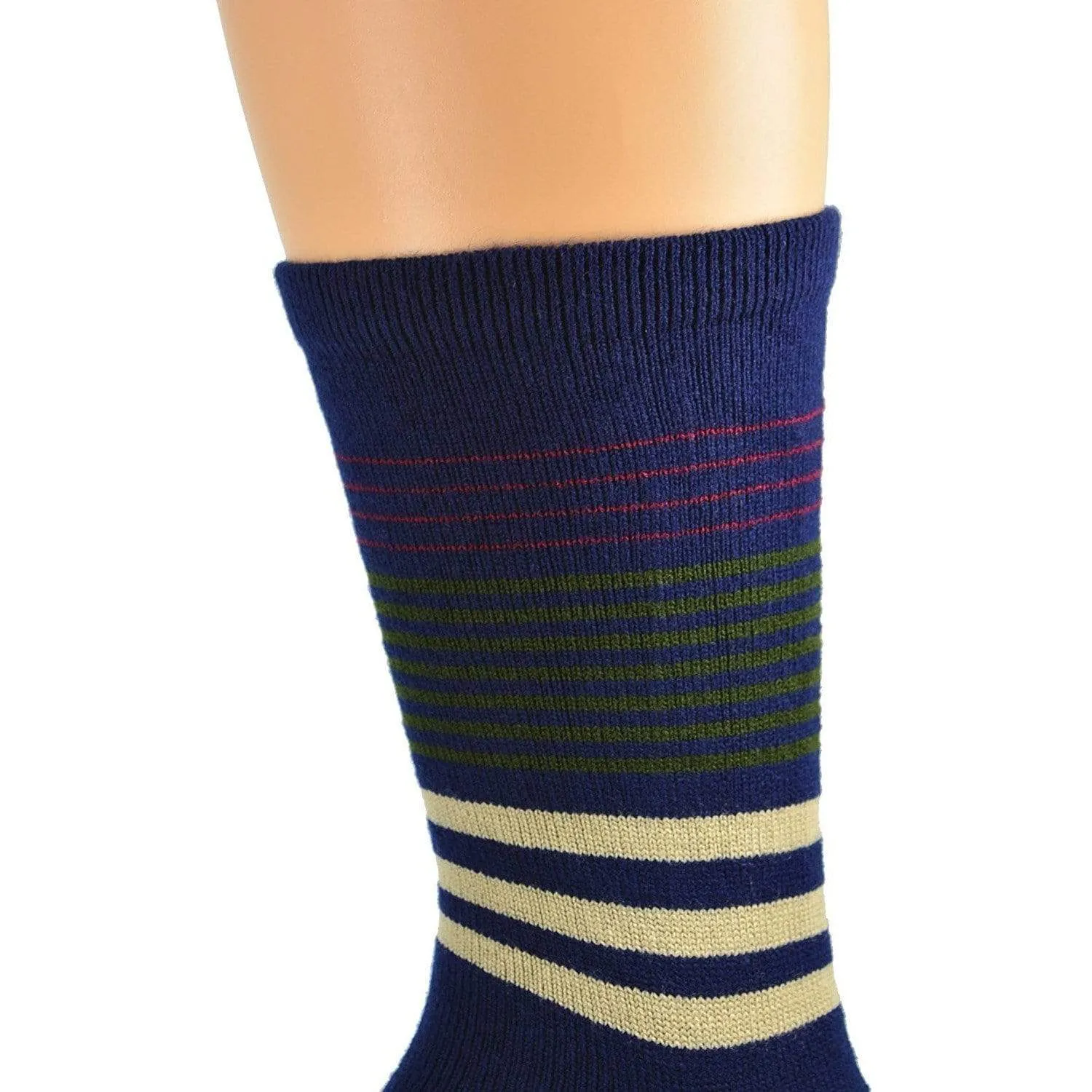 Striped Unisex Hi-Bulk Outdoor Acrylic Crew Winter Thermal Socks 2 Set