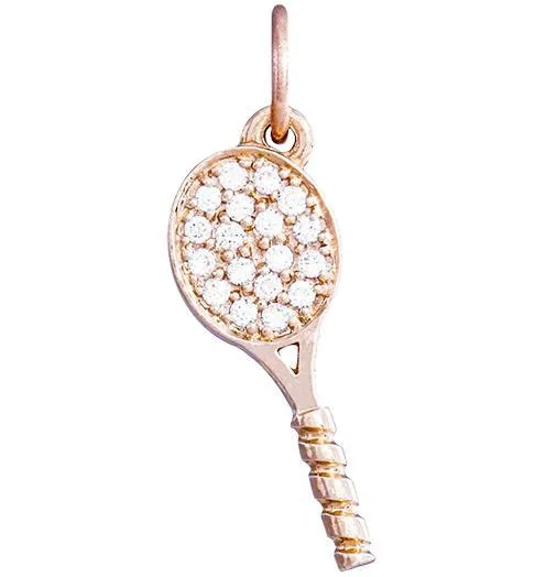 Tennis Racquet Mini Charm Pave Diamonds