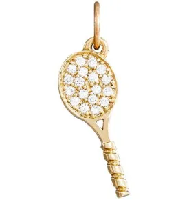 Tennis Racquet Mini Charm Pave Diamonds