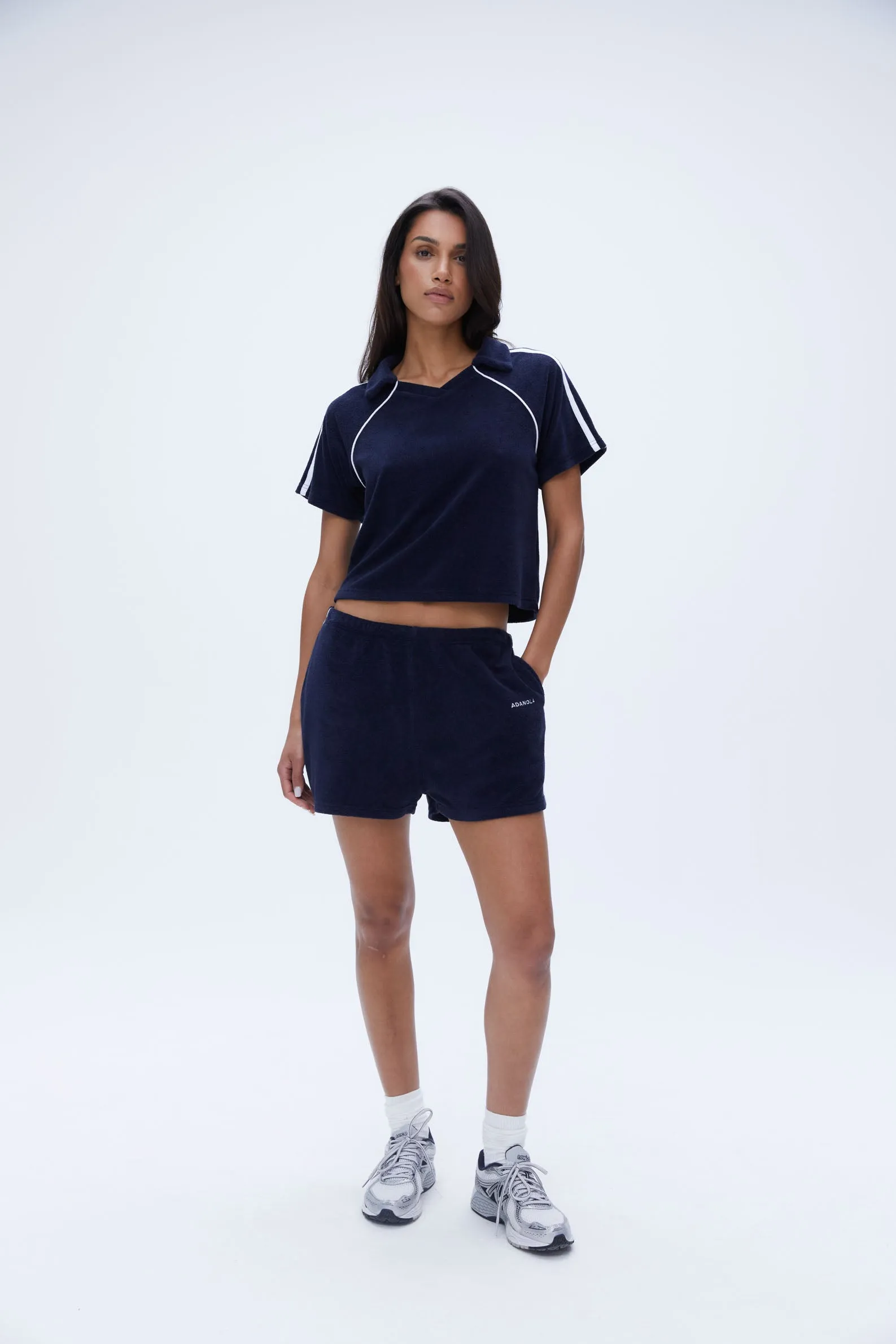 Terry Contrast Polo - Navy Blue