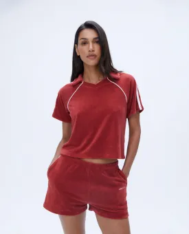 Terry Contrast Polo - Vintage Red