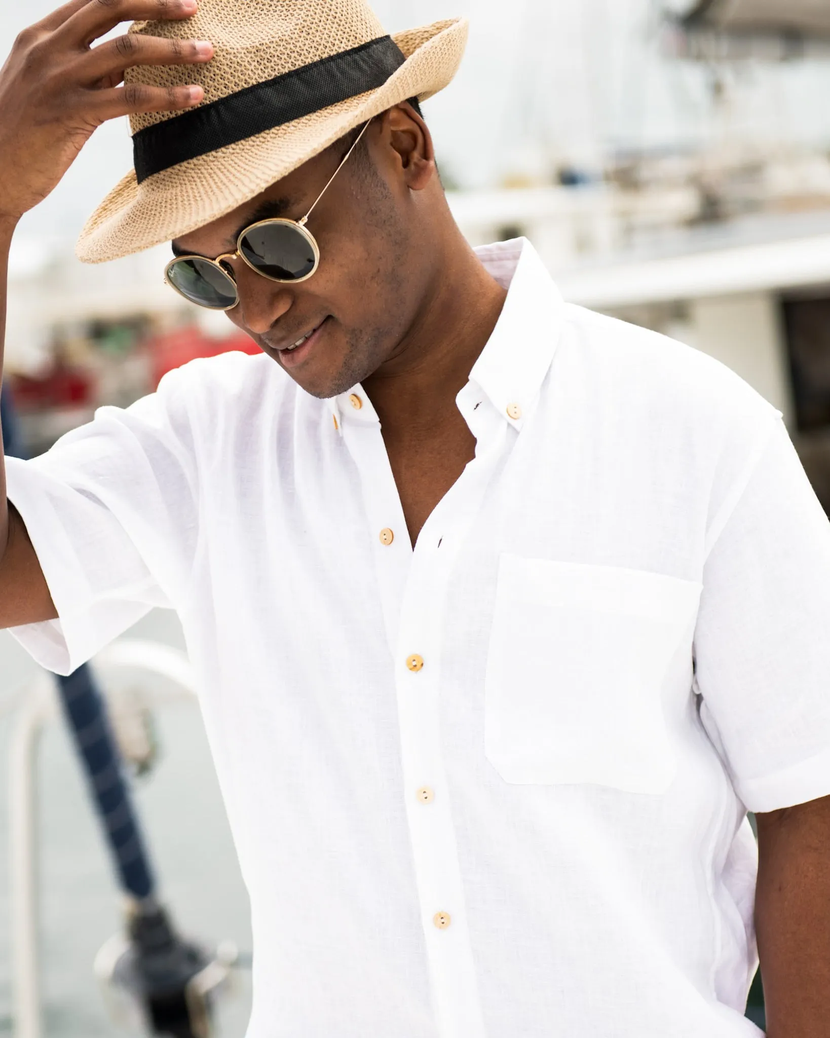 The Casa Blanca - Short Sleeve White Linen Shirt