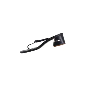 TIBI Black Leather Heeled Thong Sandal | Size 40