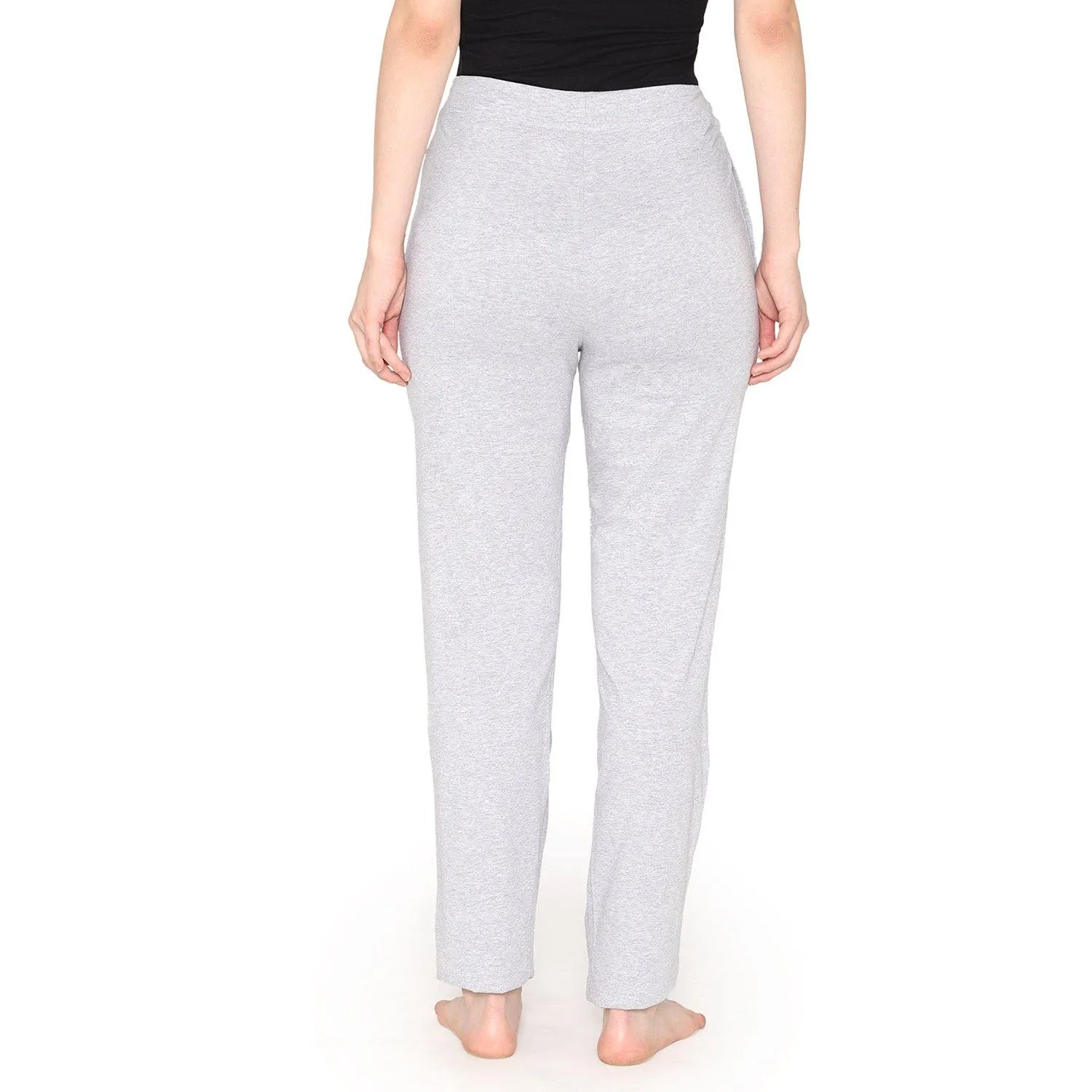 Vami Plain Cotton Rich Relax Lower For Women - Light Grey