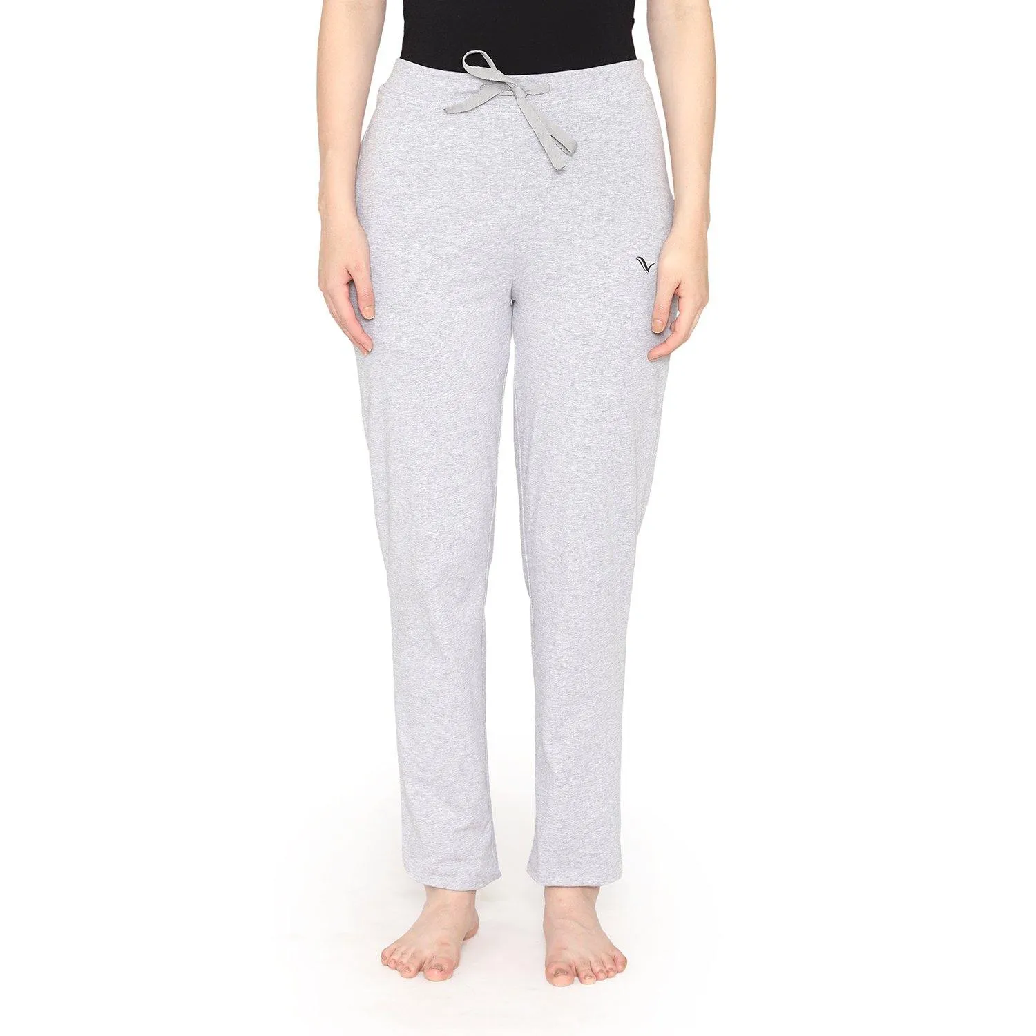 Vami Plain Cotton Rich Relax Lower For Women - Light Grey