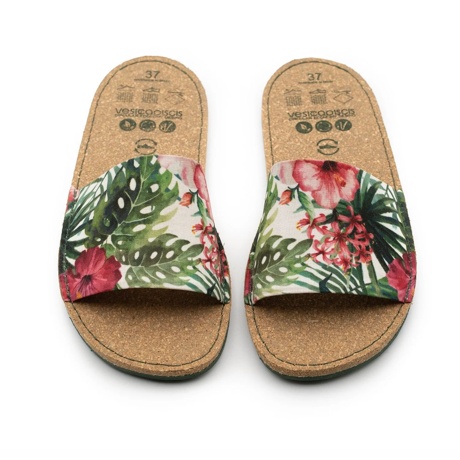 Vegan sandal white flowers GAN018